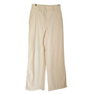 Topshop Faux Leather Cream Colored Wide Leg Pants, Sz 6
